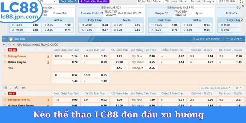 Kèo thể thao LC88 đón đầu xu hướng